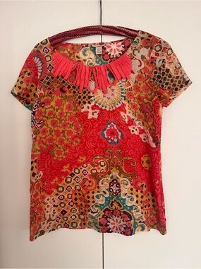 J. Crew Pink Patterned Short-Sleeve Top